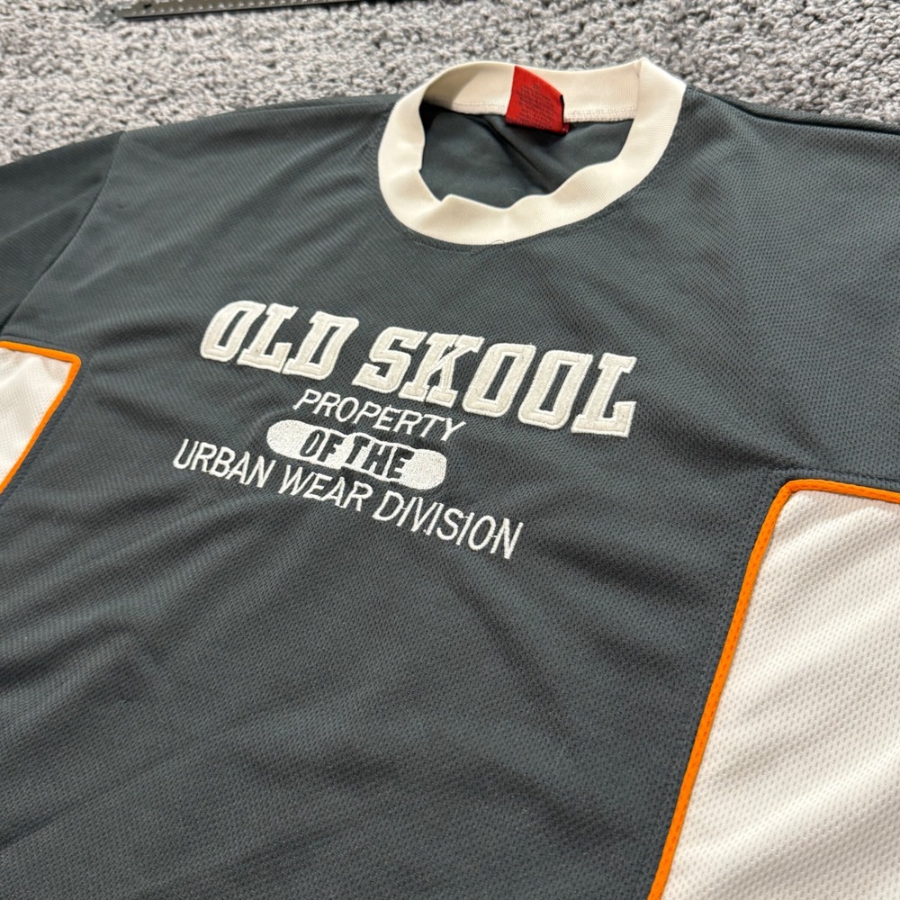 Vintage Old Skool Urban Wear Division Shirt Mens Grey Mesh Jersey Good XXL